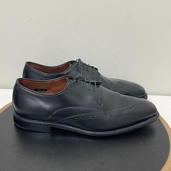 Allen Edmonds Shoes‎ Men 10 Black Leather Bel Air Derby Wingtip Oxfords USA - Picture 1 of 16